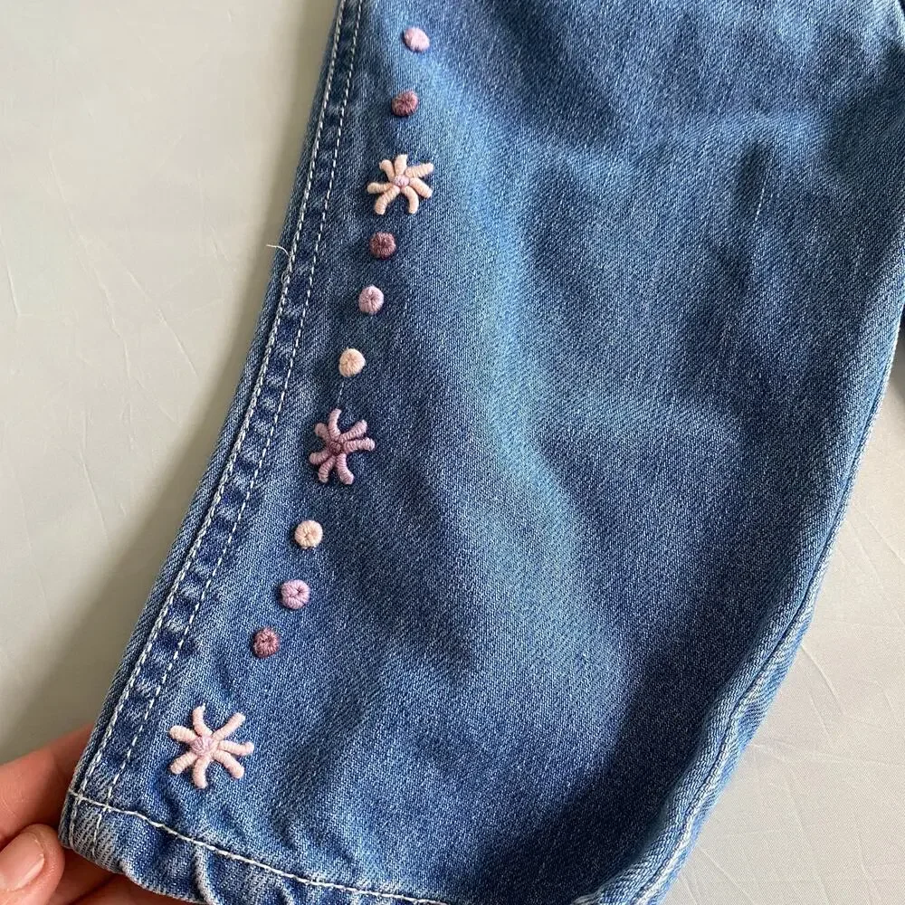 Vintage Baby Gap Floral Crewel Embroidered Jeans